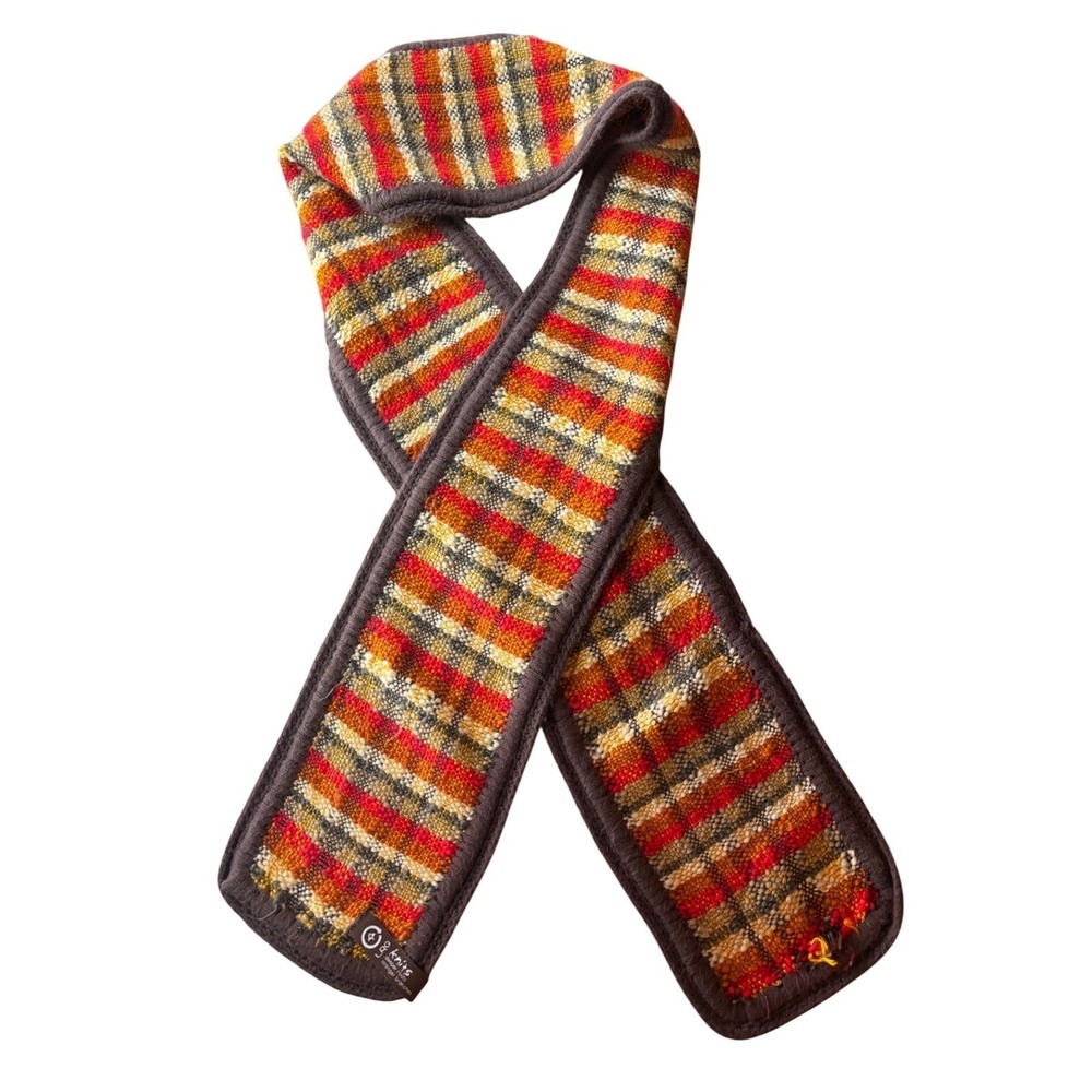 LRG Knits Striped‎ Scarf Multi-Color Orange Red Brown Textured Winter READ